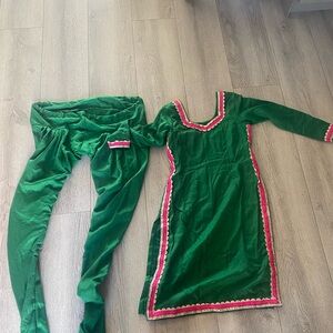 Green and pink punjabi suit